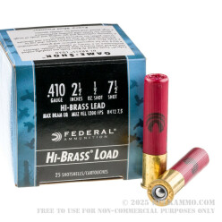 250 Rounds of .410 Ammo by Federal Game Load Upland Hi-Brass - 1/2 ounce #7 1/2 shot