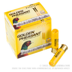 25 Rounds of 20ga Ammo by Fiocchi - 1 1/4 ounce #4 shot