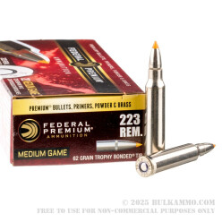 20 Rounds of .223 Ammo by Federal Vital-Shok - 62gr Trophy Bonded Tip