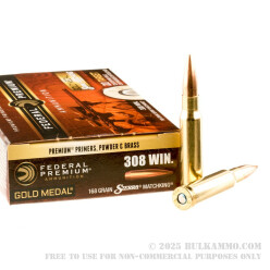 500 Rounds of .308 Win Ammo by Federal Sierra Match King - 168gr HPBT