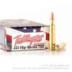 20 Rounds of .223 Ammo by Ted Nugent Ammo - 55gr TSX