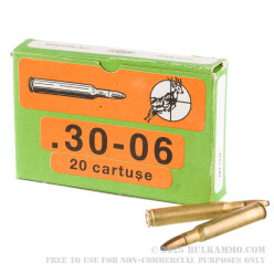 220 Rounds of 30-06 Ammo by Romanian Surplus - 150gr SP *CORROSIVE*