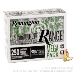 1000 Rounds of 9mm Ammo by Remington Range - 115gr FMJ