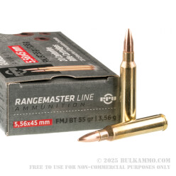 20 Rounds of 5.56x45 Ammo by Prvi Partizan Rangemaster - 55gr FMJBT