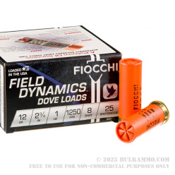 250 Rounds of 12ga Ammo by Fiocchi Game and Target - 2-3/4" 1 ounce #8 shot