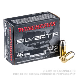 200 Rounds of .45 ACP Ammo by Winchester Silvertip - 185gr JHP