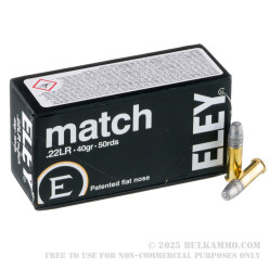 50 Rounds of .22 LR Ammo by Eley Match - 40gr LRN