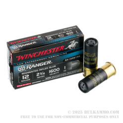 5 Rounds of 12ga Ammo by Winchester Ranger - 1 ounce Segmented Rifled Slug