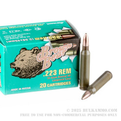 20 Rounds of .223 Ammo by Brown Bear - 55gr HP