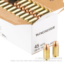 200 Rounds of .45 ACP Ammo by Winchester - 230gr FMJ