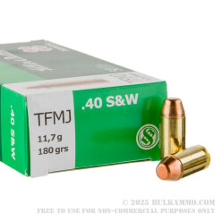 50 Rounds of .40 S&W Ammo by Sellier & Bellot - 180gr TMJ