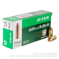 50 Rounds of .40 S&W Ammo by Sellier & Bellot - 180gr TMJ