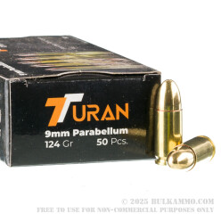 1000 Rounds of 9mm Ammo by Turan - 124gr FMJ