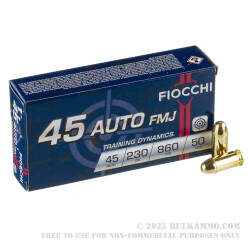 50 Rounds of .45 ACP Ammo by Fiocchi - 230gr FMJ