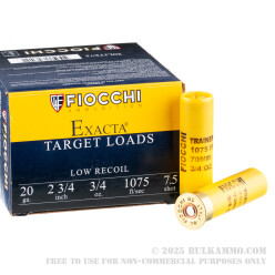 25 Rounds of 20ga Ammo by Fiocchi - 3/4 ounce #7 1/2 shot