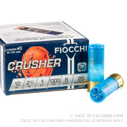 250 Rounds of 12ga 2-3/4" Ammo by Fiocchi - 1 ounce #8 Shot