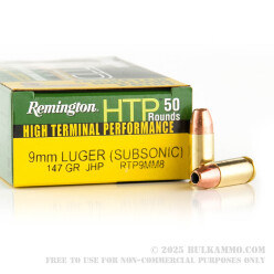 50 Rounds of 9mm Ammo by Remington - 147gr JHP