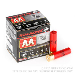 250 Rounds of 28ga Ammo by Winchester AA - 3/4 ounce #8 Shot