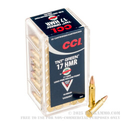 50 Rounds of .17HMR Ammo by CCI - 16gr Lead Free HP