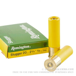 5 Rounds of 20ga Ammo by Remington Slugger - 5/8 ounce Rifled Slug