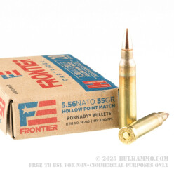 20 Rounds of 5.56x45 Ammo by Hornady Frontier - 55gr HP Match