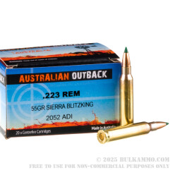 200 Rounds of .223 Ammo by ADI - 55gr Polymer Tipped Sierra BiltzKing