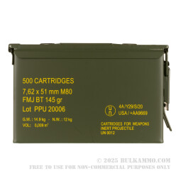 500 Rounds of 7.62x51 Ammo by Prvi Partizan in Ammo Can - 145gr FMJBT