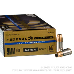 1000 Rounds of 9mm LE Ammo by Federal - 147gr HST JHP