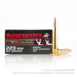 20 Rounds of .223 Ammo by Winchester Power Max Bonded  - 64gr PHP