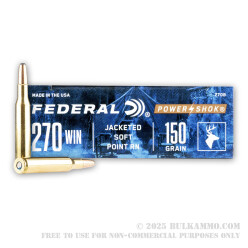 20 Rounds of .270 Win Ammo by Federal - 150gr SP