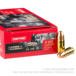 1000 Rounds of 9mm Ammo by Norma - 124gr FMJ