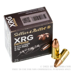 1000 Rounds of 9mm Ammo by Sellier & Bellot XRG Defense - 100gr SCHP