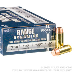 50 Rounds of 10mm Ammo by Fiocchi - 180gr FMJTC