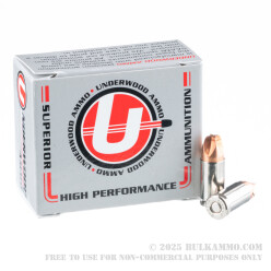 200 Rounds of 9mm +P+ Ammo by Underwood - 90gr Xtreme Defender