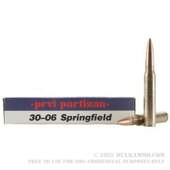 500 Rounds of 30-06 Springfield Ammo by Prvi Partizan - 150gr FMJ