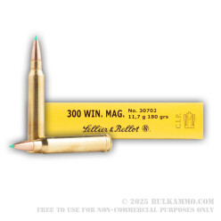 20 Rounds of .300 Win Mag Ammo by Sellier & Bellot - 180gr Polymer Tipped