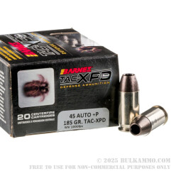 20 Rounds of .45 ACP Ammo by Barnes TAC-XPD - +P 185gr SCHP