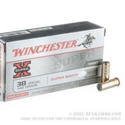 50 Rounds of .38 Spl Ammo by Winchester Super-X - 148gr Lead Wadcutter