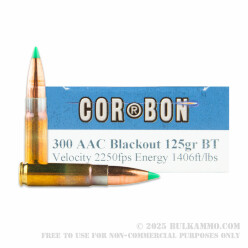 20 Rounds of .300 AAC Blackout Ammo by Corbon - 125gr Polymer Tipped