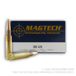 50 Rounds of .308 Win Ammo by Magtech - 150gr FMJBT