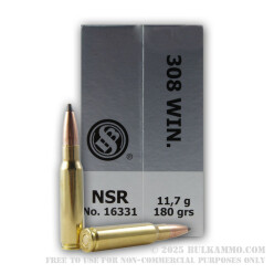 20 Rounds of .308 Win Ammo by Sellier & Bellot - 180gr Nosler Partition