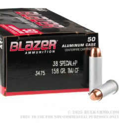 1000 Rounds of .38 Spl +P Ammo by CCI Blazer Cleanfire - 158gr TMJ