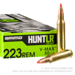 20 Rounds of .223 Ammo by Ammo Inc. Hunt LR - 50gr V-MAX