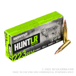 20 Rounds of .223 Ammo by Ammo Inc. Hunt LR - 50gr V-MAX