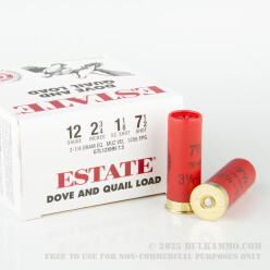 25 Rounds of 12ga Ammo by Estate Cartridge - 2-3/4" 1 1/8 ounce #7 1/2 shot