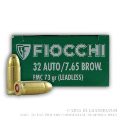 1000 Rounds of .32 ACP Ammo by Fiocchi Leadless - 73gr FMJ