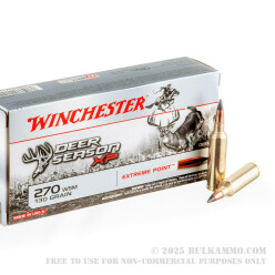 20 Rounds of 270 Win Short Mag Ammo by Winchester Deer Season XP - 130gr Polymer Tipped