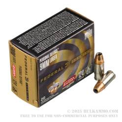 20 Rounds of 9mm Ammo by Federal Hydra Shok - 124gr JHP
