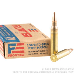500 Rounds of 5.56x45 Ammo by Hornady Frontier - 68gr BTHP Match