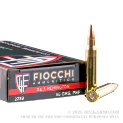 200 Rounds of .223 Ammo by Fiocchi - 55gr PSP